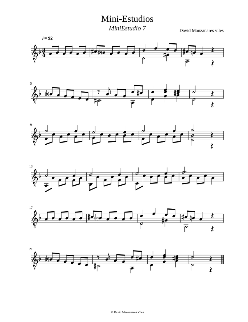 Mini Estudio 7 Sheet music for Guitar (Solo) | Musescore.com