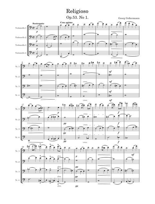 2 Morceaux de Salon arr. String quartet Op. 53. No 1 - Religioso Georg Goltermann