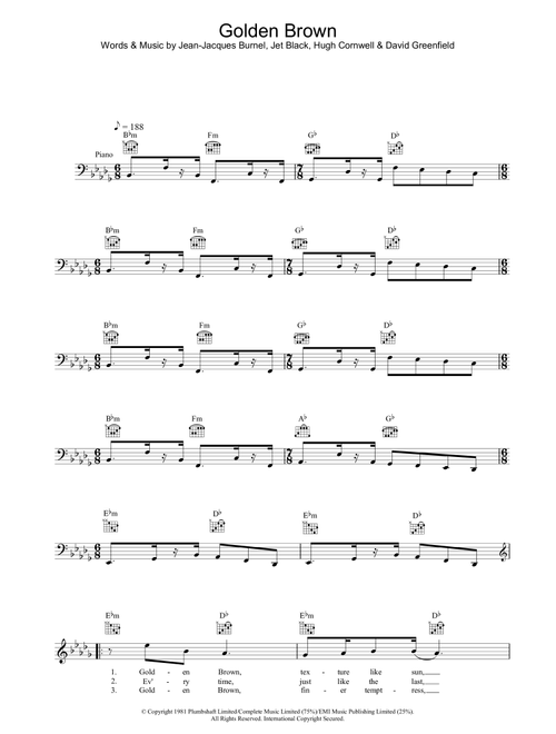 Golden Brown - The Stranglers (Lead Sheet - Fake Book)