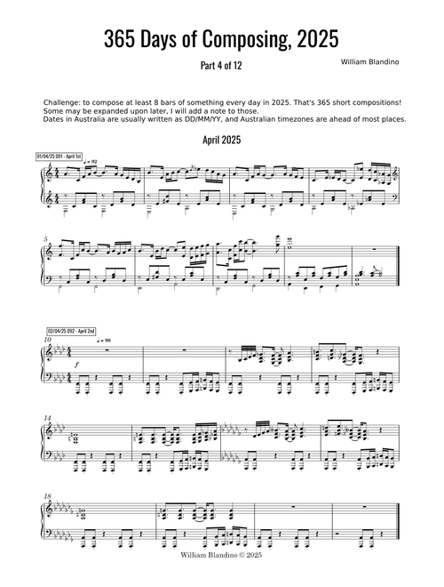 365 Days of Composing, April 2025 - Challenge – WilliamBlandinoMusic
