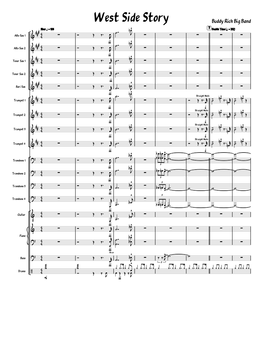 West Side Story Sheet music for Piano, Trombone, Saxophone