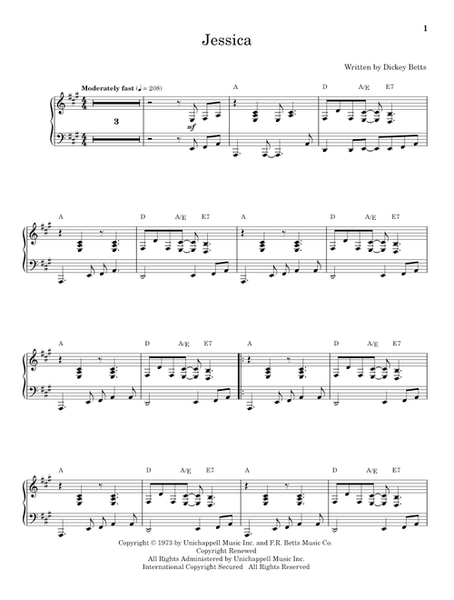 Jessica - Allman Brothers Band (Keyboard Transcription)