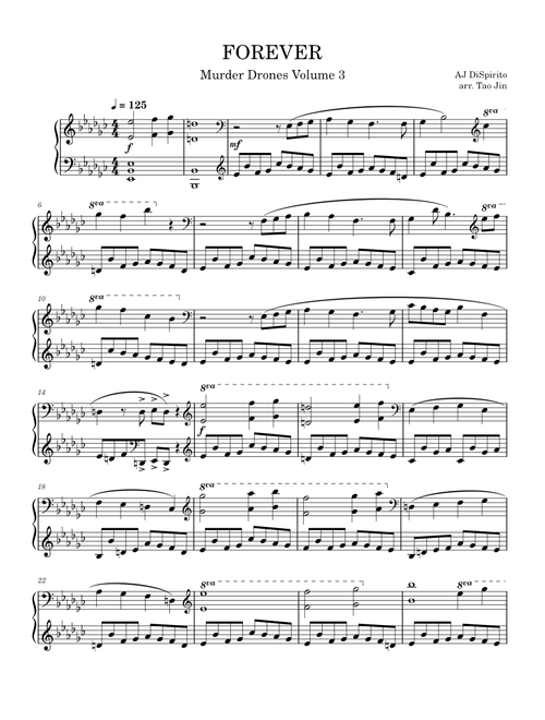 FOREVER - Murder Drones OST by AJ DiSpirito (Piano)