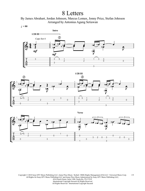 8 Letters (Arr. Antonius Agung Setiawan) - Why Don'T We (Guitar Tab)