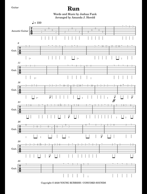 Joji-run (Arr. Amanda's Music Channel) - Joshua Funk (Guitar Tab)