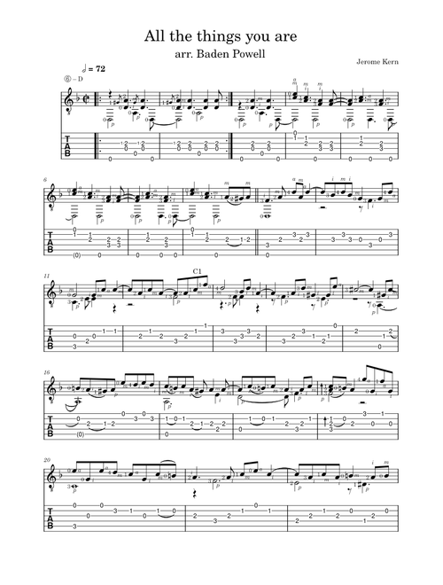 All The Things You Are by  J. Kern  arr. Baden Powell