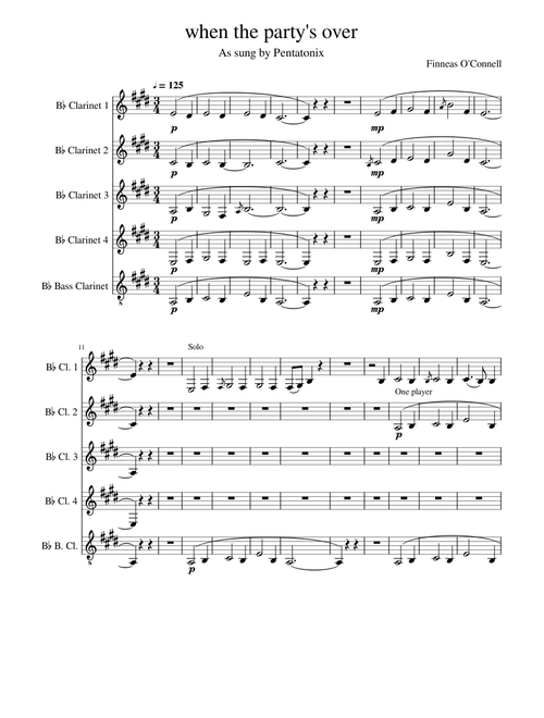 when the party's over (Pentatonix version) (clarinets)