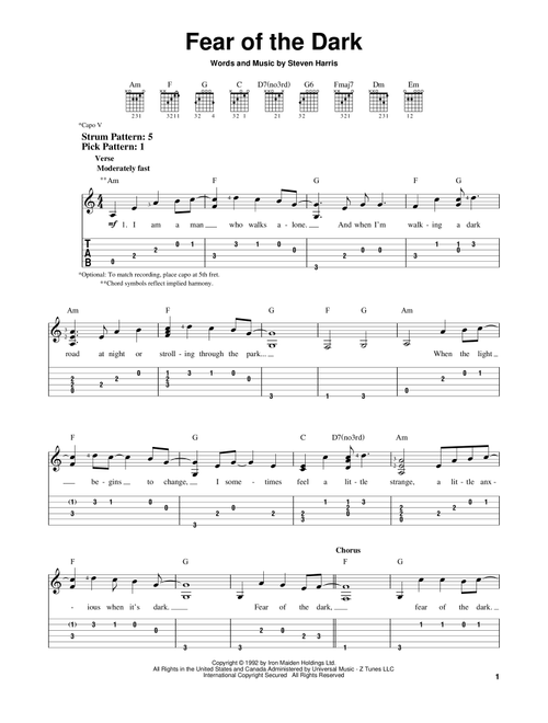 Fear Of The Dark - Iron Maiden (Easy Guitar with TAB)