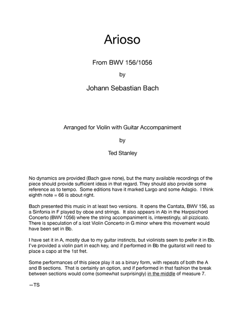 Arioso (from BWV 156/1056) (Arr. Ted Stanley) - J.S. Bach (Instrumental Duet)