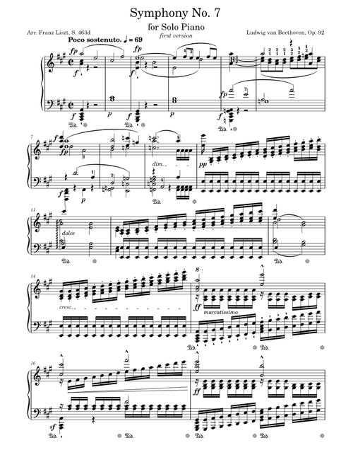Symphony No.7, Op.92 – Ludwig van Beethoven / piano arr. Franz Liszt, first version (S. 463d)