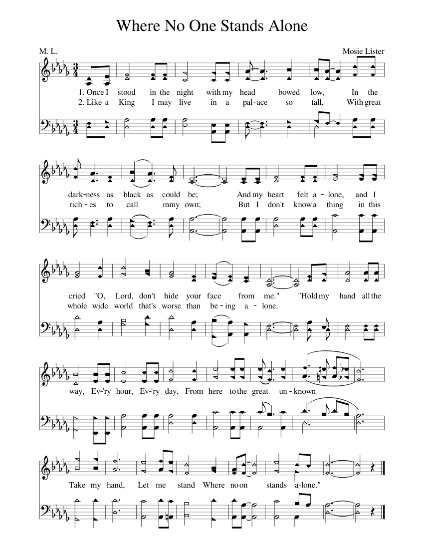 Where No One Stands Alone Sheet music for Female, Male (Choral