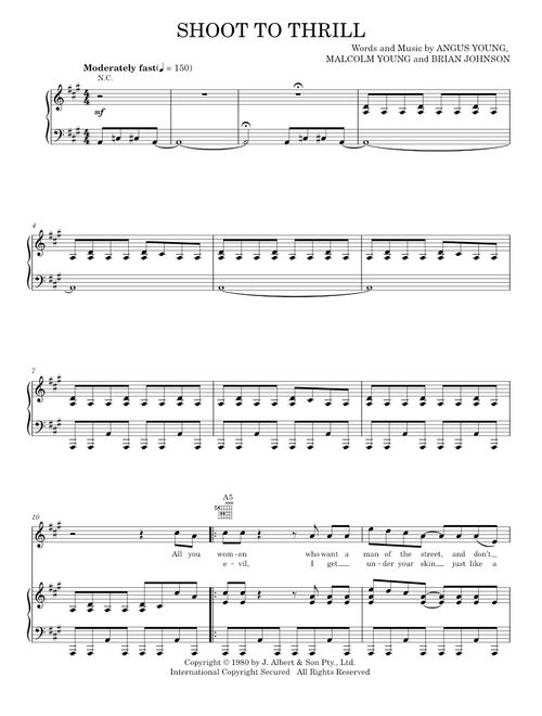 Shoot to thrill - AC/DC (Piano-Vocal-Guitar)