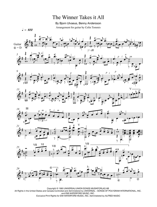 The Winner Takes It All (Arr. Colin Tommis) - ABBA (Solo Guitar)