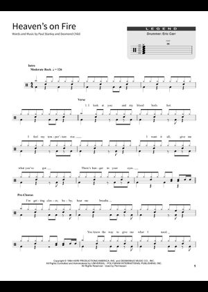 Play Official version of Heavens on fire Sheet Music by KISS for