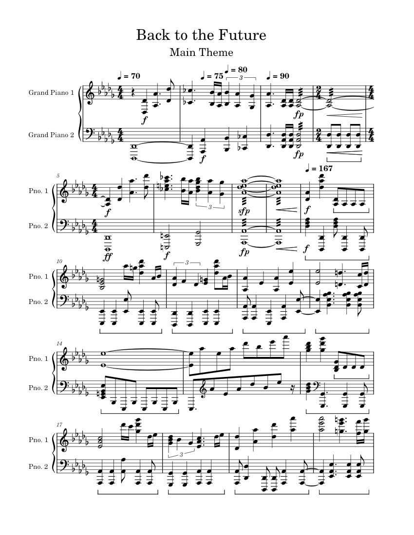 Back to the Future - Alan Silvestri Sheet Music for Piano (Solo