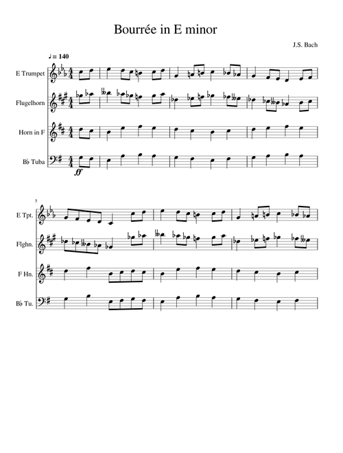 Bach- Bourree for brass quartet