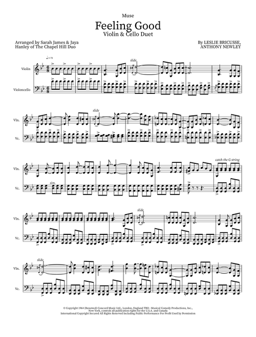 Feeling Good (Arr. Sarah James & Jaya Hanley of The Chapel Hill Duo) - Michael Buble (Instrumental Duet)