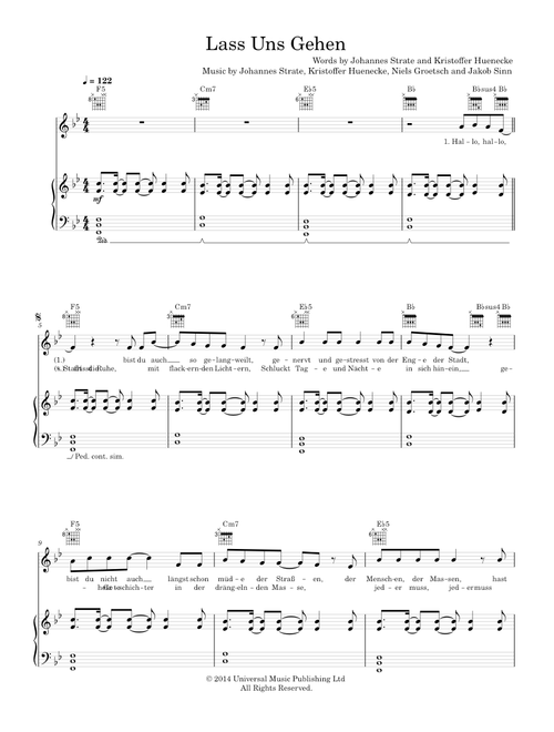 Lass uns gehen - Revolverheld (Piano-Voice-Guitar)