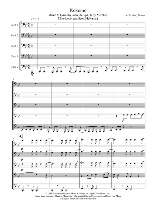 Kokomo (Arr. Andy Schanz) - The Beach Boys (Instrumental Duet)