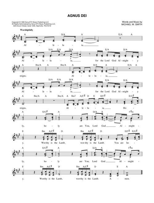 Agnus Dei - Michael W Smith (Lead Sheet - Fake Book)
