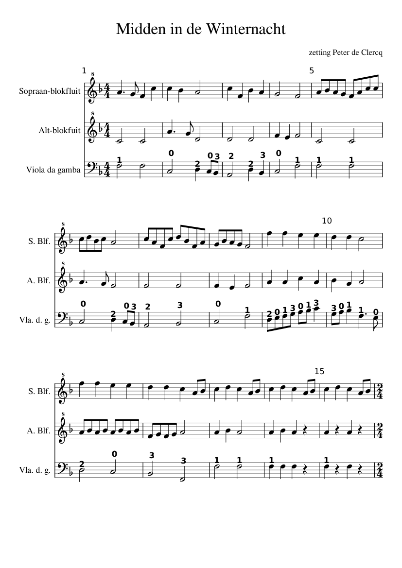 Compatibel met Bijwerken Sijpelen Clercq Midden in de winternacht Sheet music for Recorder (Woodwind Duet) |  Musescore.com