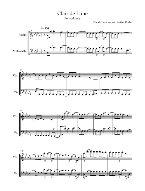 Clare de Lune (Arr. Heather Roche) - Debussy (Instrumental Duet)