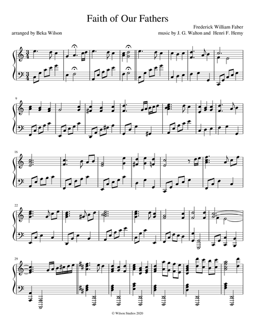 Faith of Our Fathers, God of Our Fathers, My Country 'Tis of Thee (Arr. Beka Wilson) - J. G. Walton, Henri F. Hemy, George William Warren (Piano Solo)