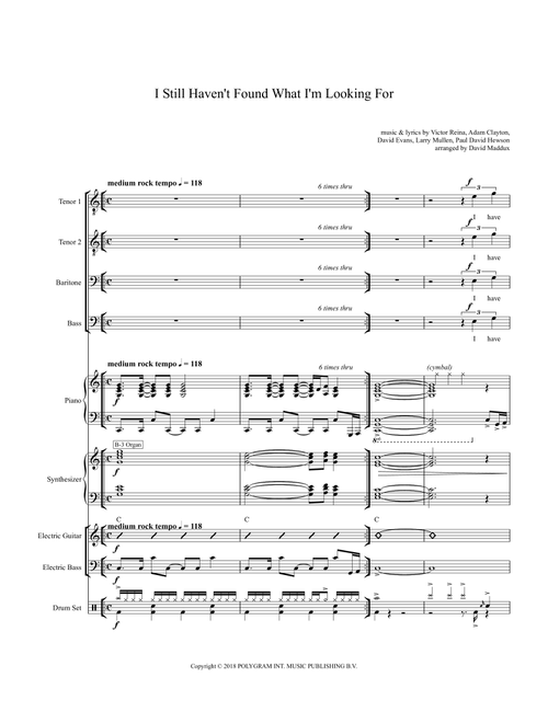 Still Haven't Found What I'm Looking For (Arr. David Maddux) - Victor Reina, David Evans, Paul Hewson (Small Ensemble)