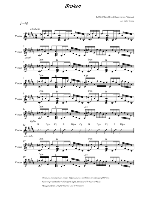 Broken (Arr. Cleber Domingues) - Seether Feat. Amy Lee (Piano-Vocal-Guitar (Piano Accompaniment))