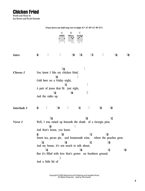Chicken Fried - Zac Brown Band, Various (Guitar Chords-Lyrics)