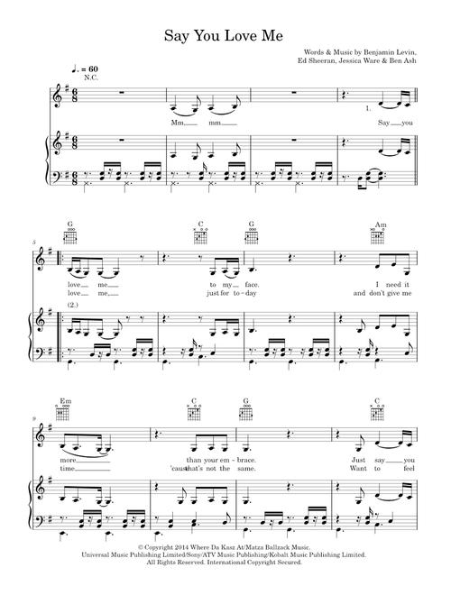 Say You Love Me - Jessie Ware (Piano-Vocal-Guitar (Piano Accompaniment))