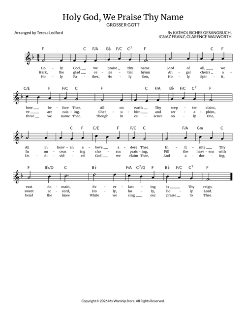 Holy God, We Praise Thy Name (Arr. Teresa Ledford) - Katholisches Gesangbuch (Lead Sheet - Fake Book)