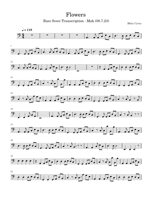Flowers – Miley Cyrus Flowers - Miley Cyrus Bass Score