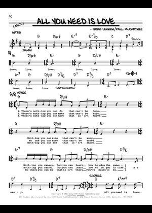 Play Official version of All you need is love Sheet Music by The