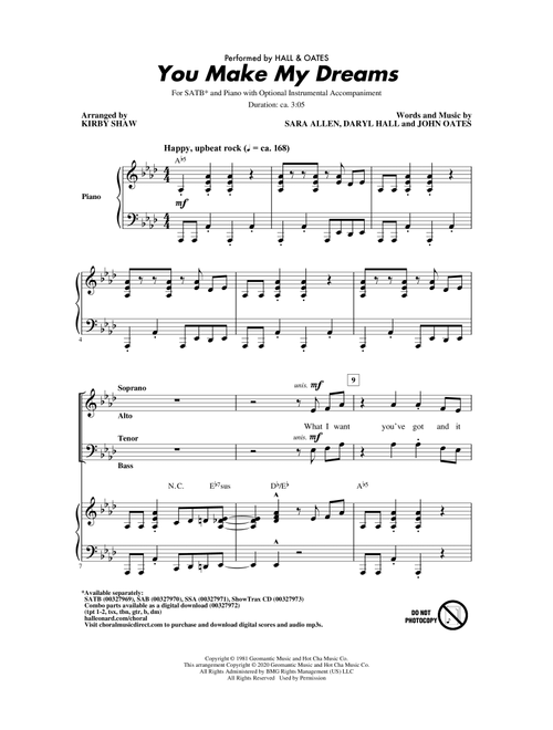You Make My Dreams (arr. Kirby Shaw) - Hall & Oates (Choral, SATB)