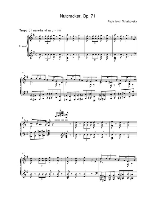 Nutcracker, Op. 71 (Arr. Pyotr Tchaikovsky) (Piano Solo)