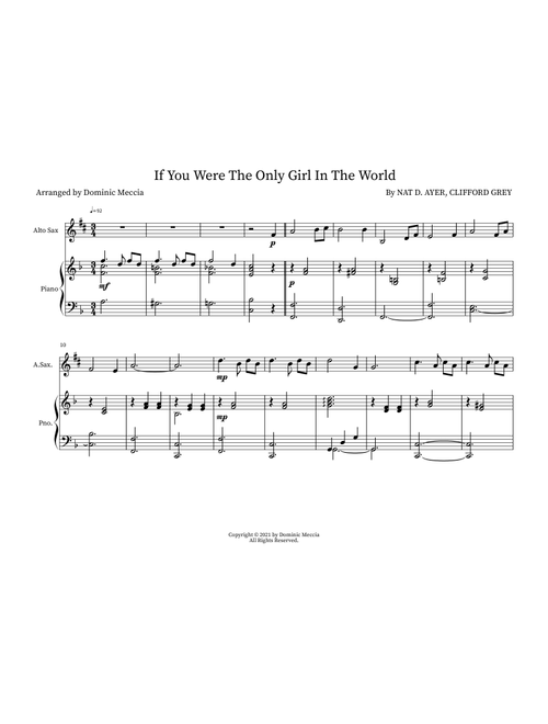 If You Were The Only Girl In The World (Arr. Dominic Meccia) - Nat D. Ayer (Instrumental Duet)