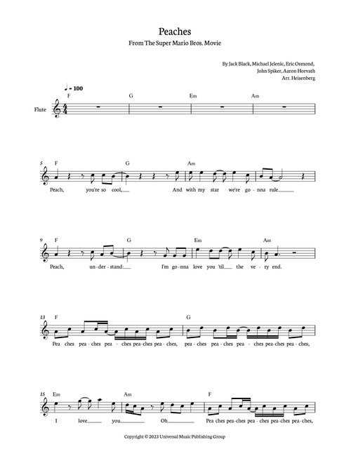 Peaches (Arr. Heisenberg) - Jack Black (Flute Solo)