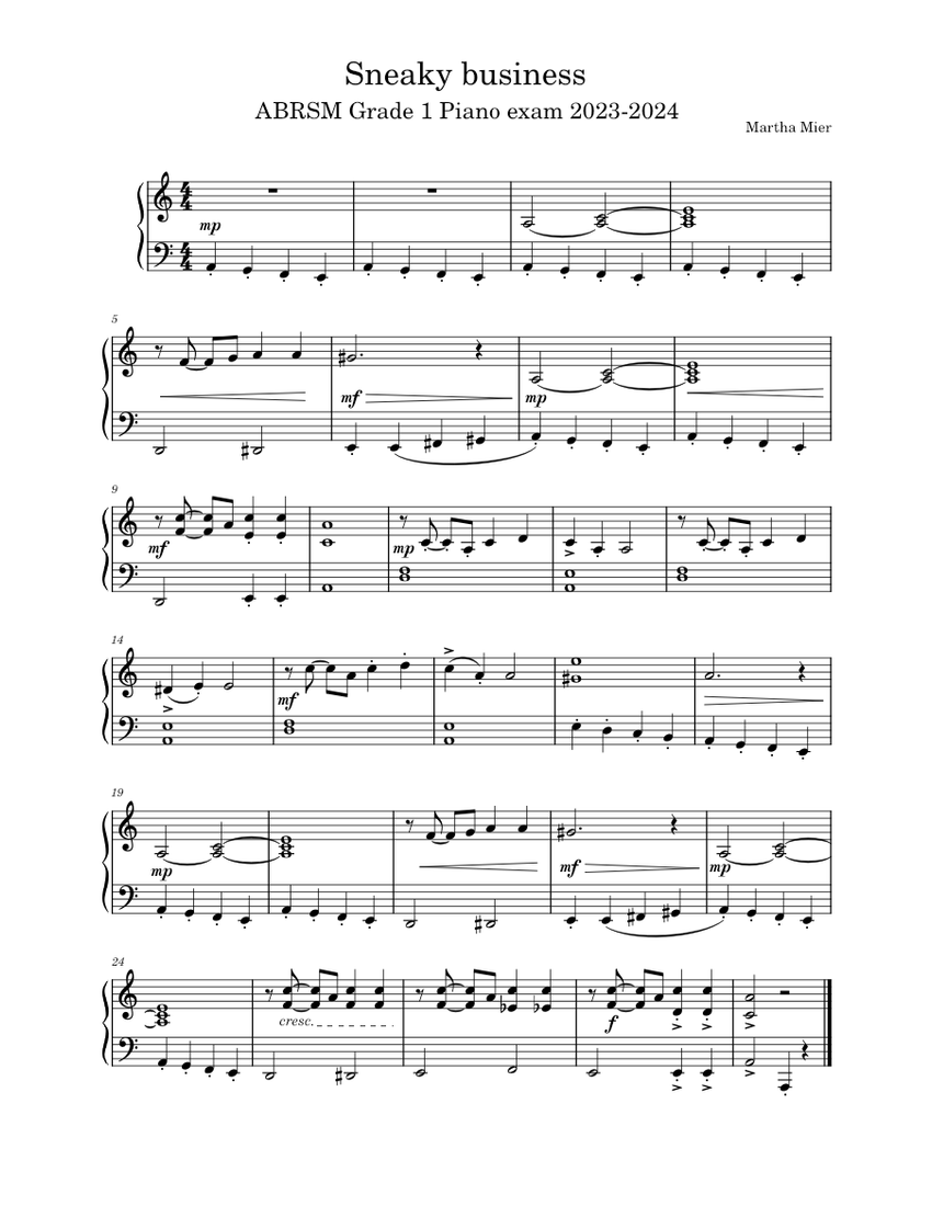 Sneaky Business Martha Mier Sneaky business Sheet music for Piano