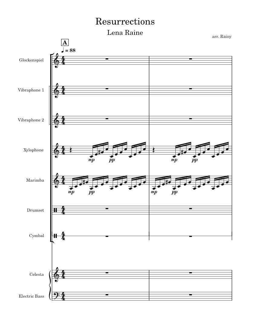 Resurrections – Lena Raine Sheet Music For Celesta, Vibraphone ...