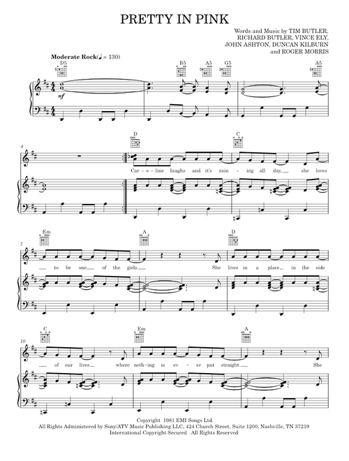 Pretty in pink - The Psychedelic Furs (Piano-Vocal-Guitar)