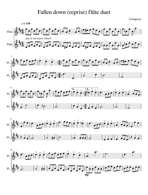 UNDERTALE - Fallen down (reprise) flute duet
