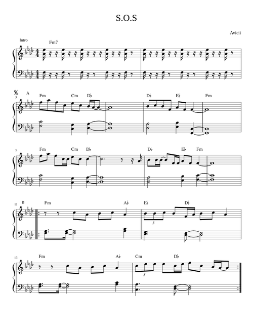 S.O.S Easy piano