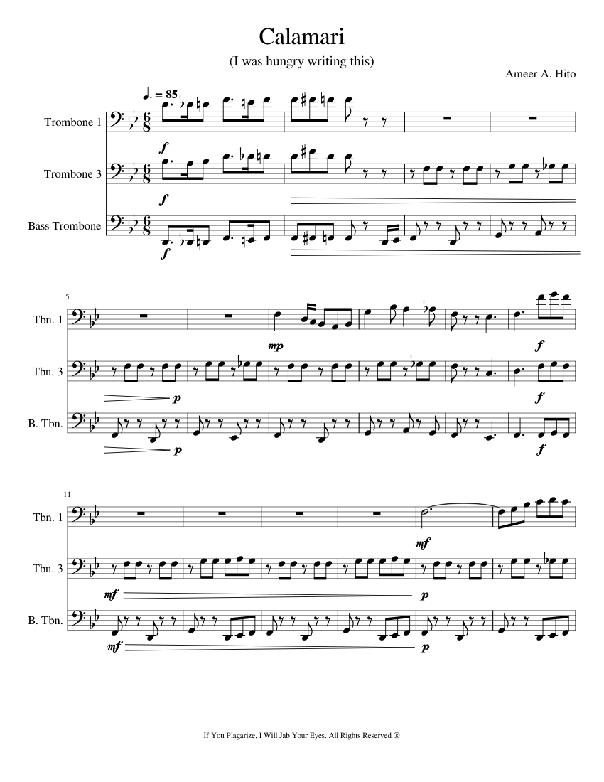 Calamari Sheet music for Trombone, Trombone bass (Mixed Trio ...