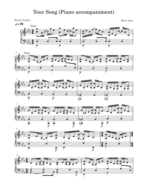 Your song – Elton John Your Song Piano accompaniment