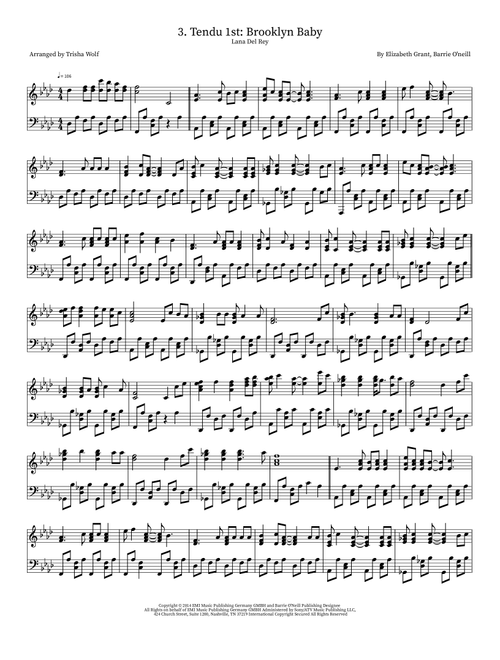 Brooklyn Baby (Arr. Trisha Wolf) - Lana Del Rey (Piano Solo)