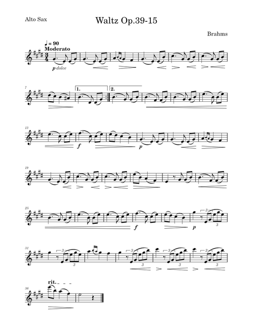 Brahms Waltz Op.39 No.15