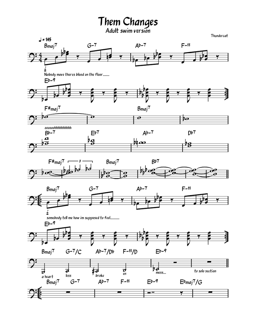 Them changes – Thundercat Them Changes Sheet Music with Chords for