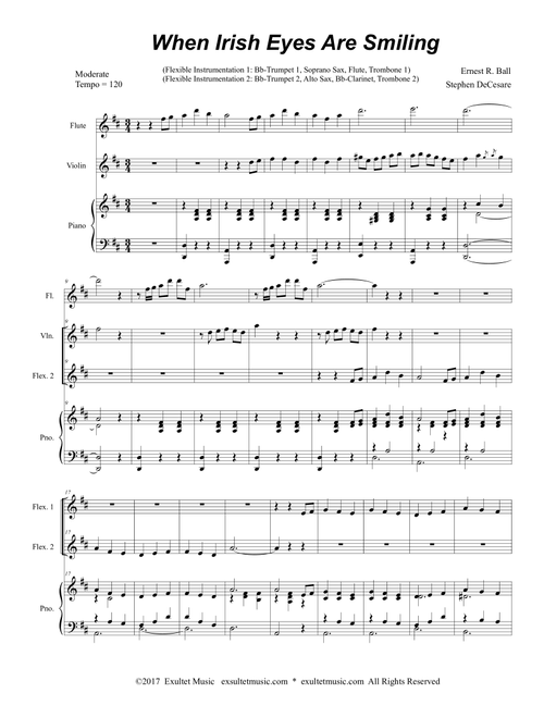 When Irish Eyes Are Smiling (for Flexible Treble Instrumentation and Piano) (Arr. Stephen DeCesare) - Ernest R Ball (Large Ensemble)