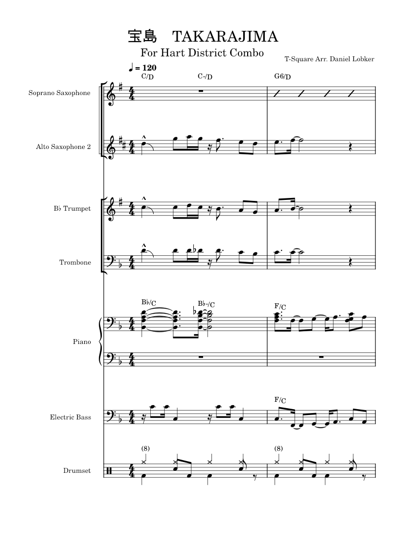 TAKARAJIMA TSquare 宝島 For Jazz Combo Sheet music for Piano, Trombone